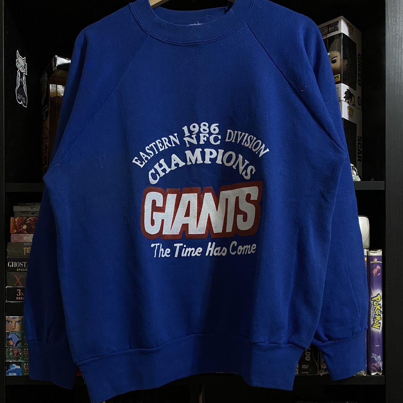 Vintage 80s New York Giants Sweatshirt. Electric - Depop