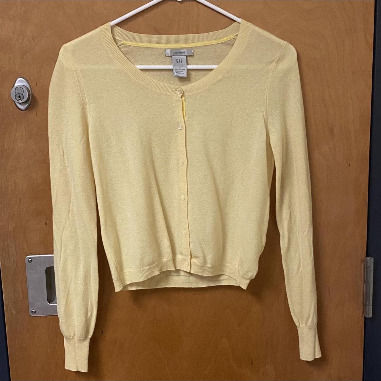 NWOT Gap 100 cashmere pastel yellow cardigan in a... Depop