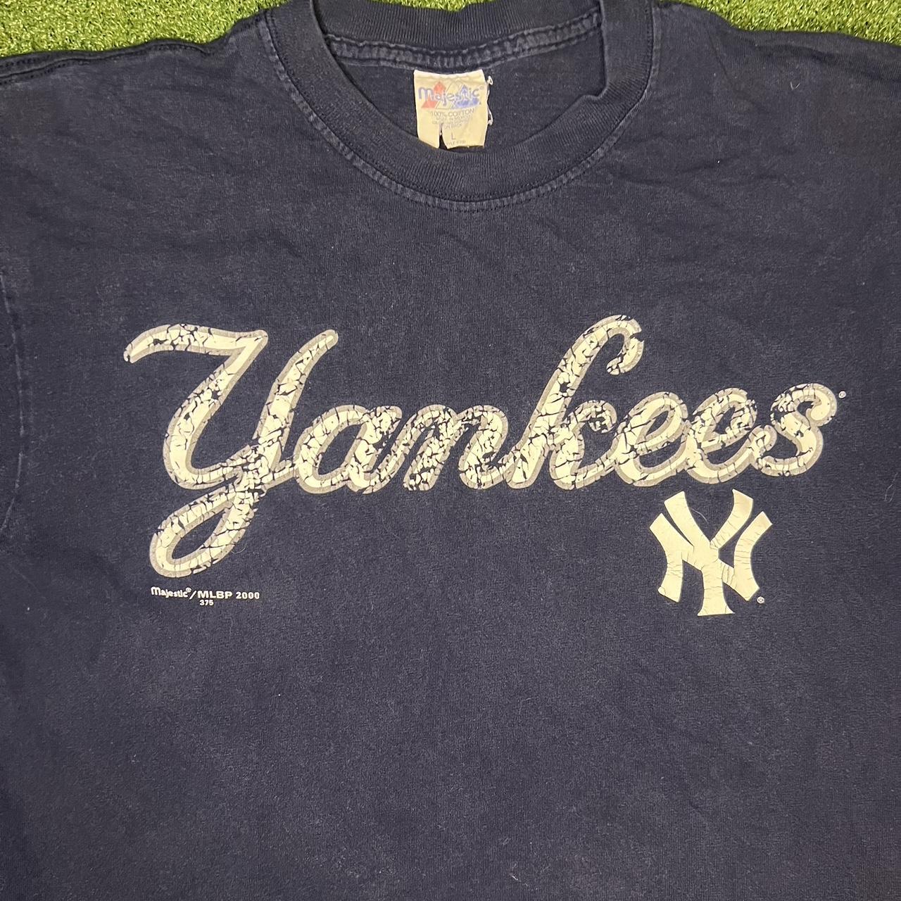 Vintage 00s Navy Majestic New York Yankees T-Shirt - Large Cotton