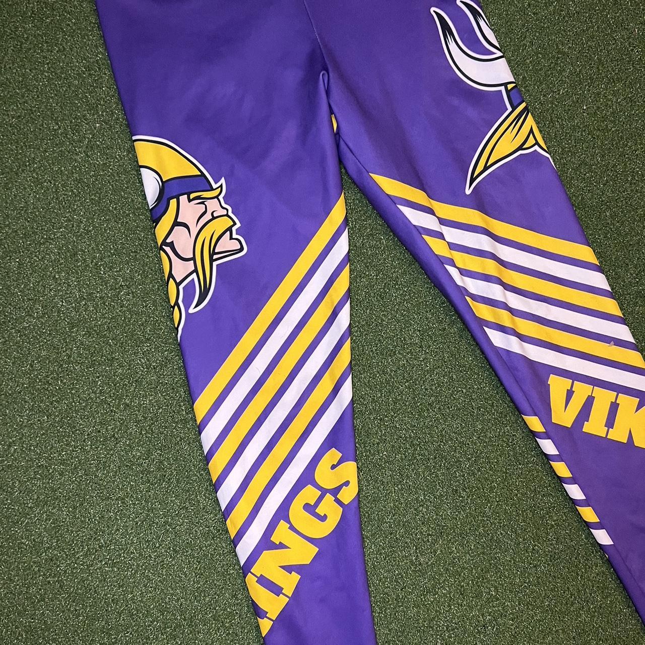 Squeaky Chimp Minnesota Vikings Football Uniform Leggings (Color: Viking Purple, Size: XS, Legging Length: Capri Cropped)