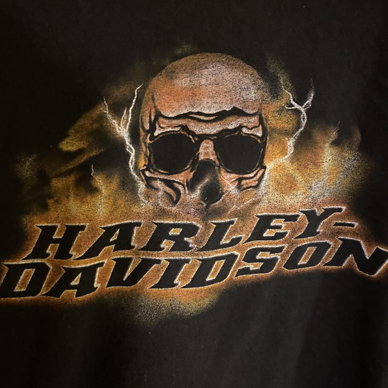 Harley Davidson Men's Black and Orange T-shirt | Depop