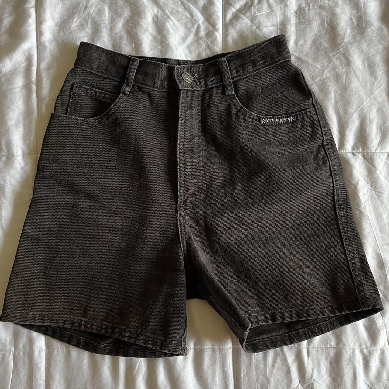 Vintage Black Denim Long Shorts 🖤Waist:... - Depop