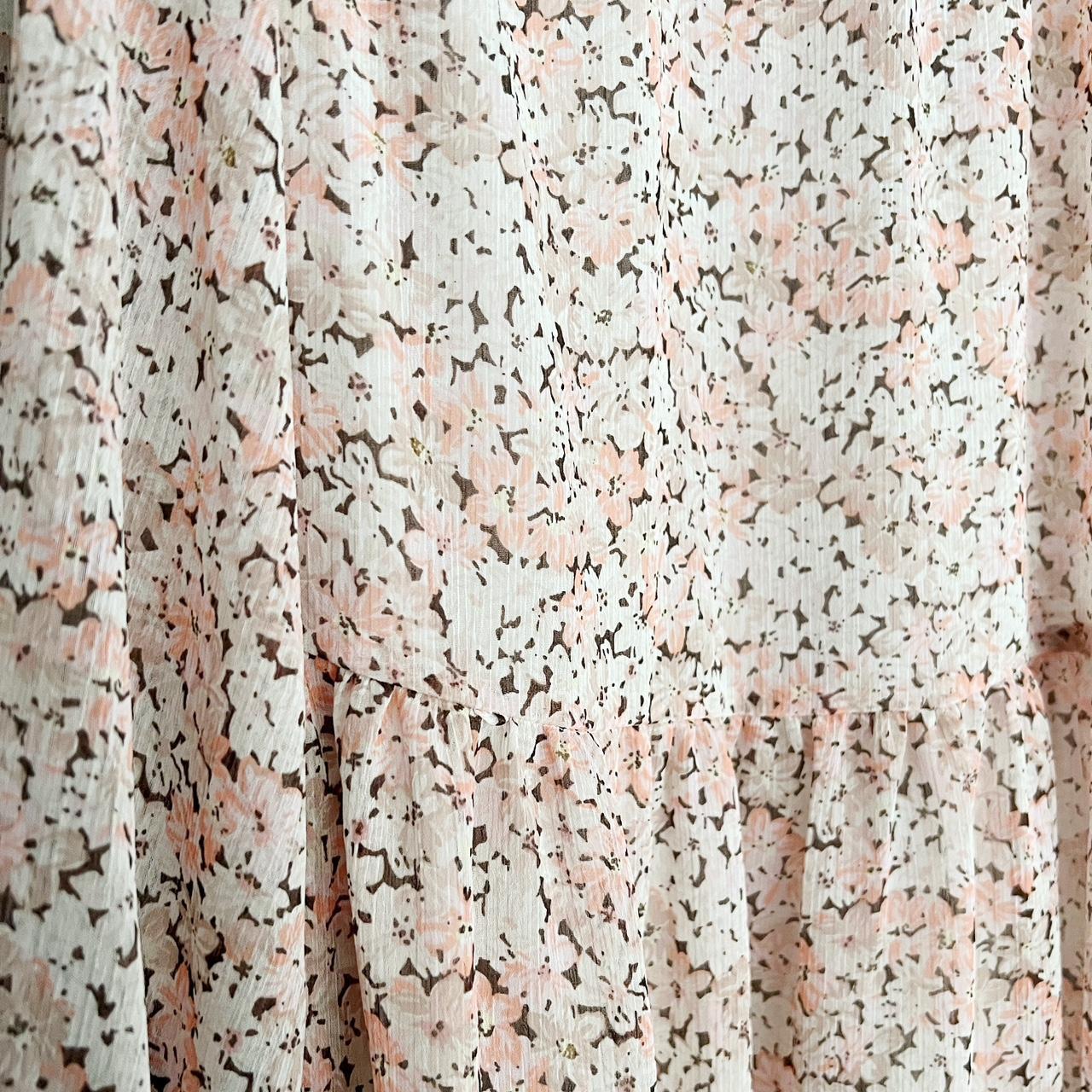 H&M baby pink floral mini dress 🌸 ties up at the... Depop