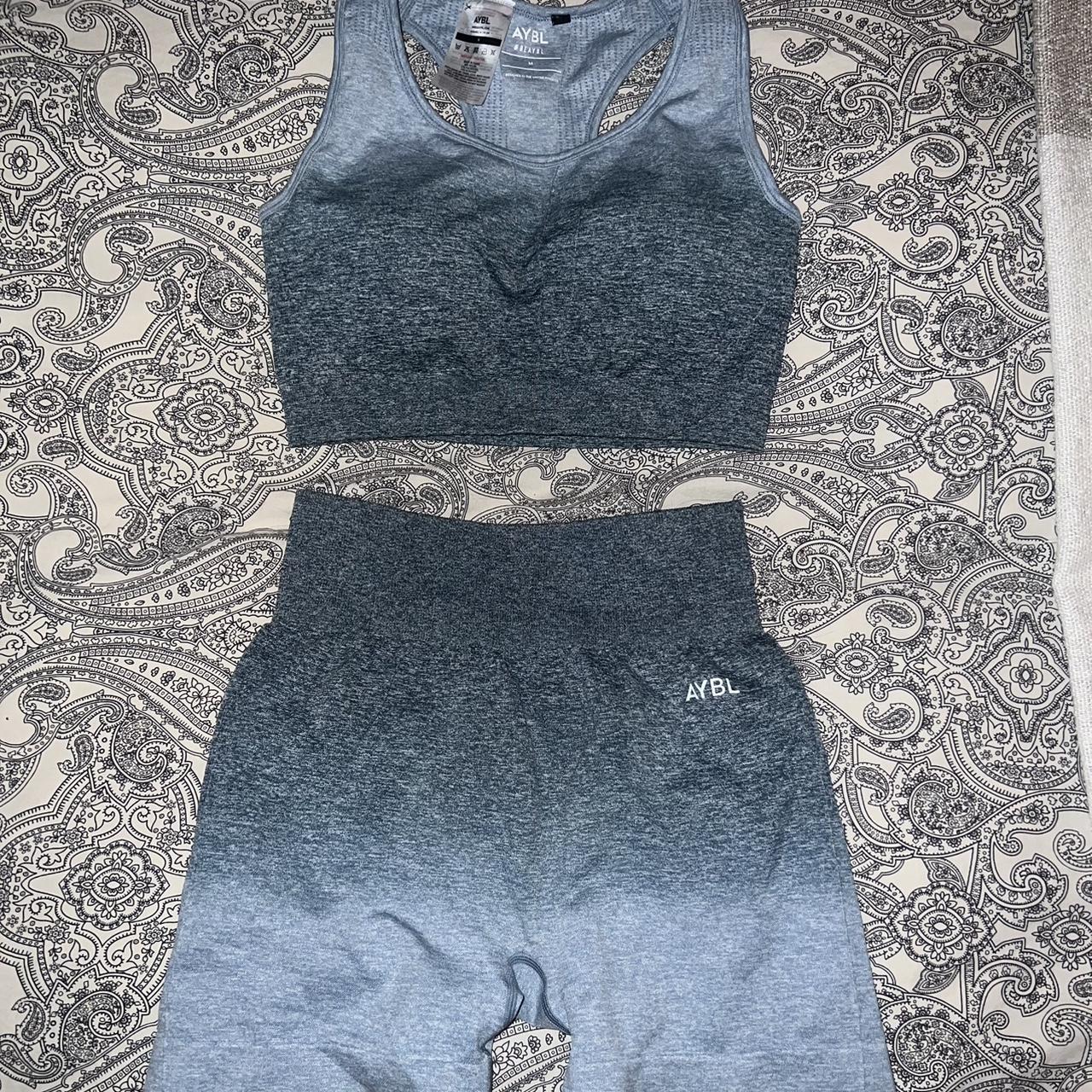 Aybl gym set! Sizing in photos been worn once - Depop