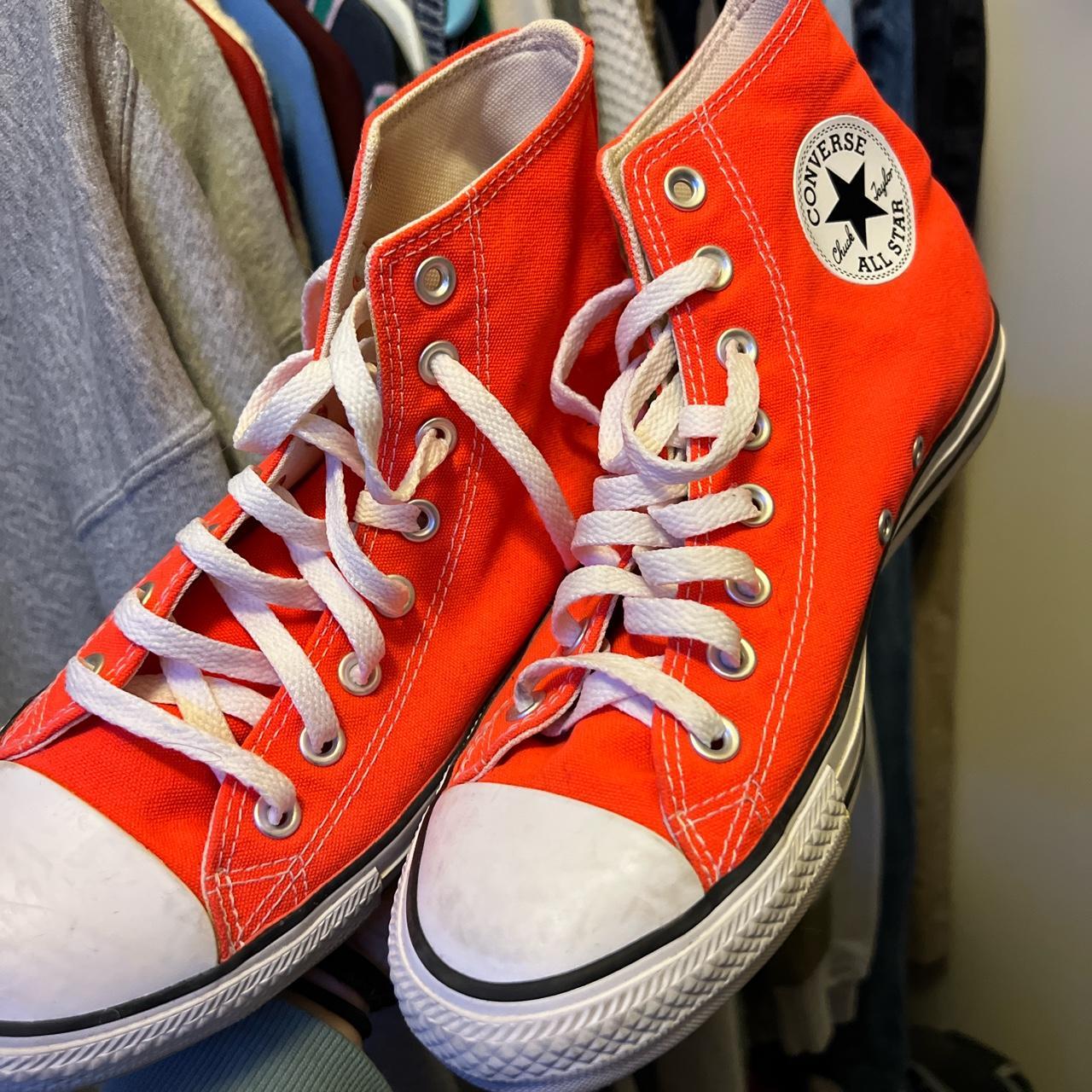 Neon orange best sale converse high tops