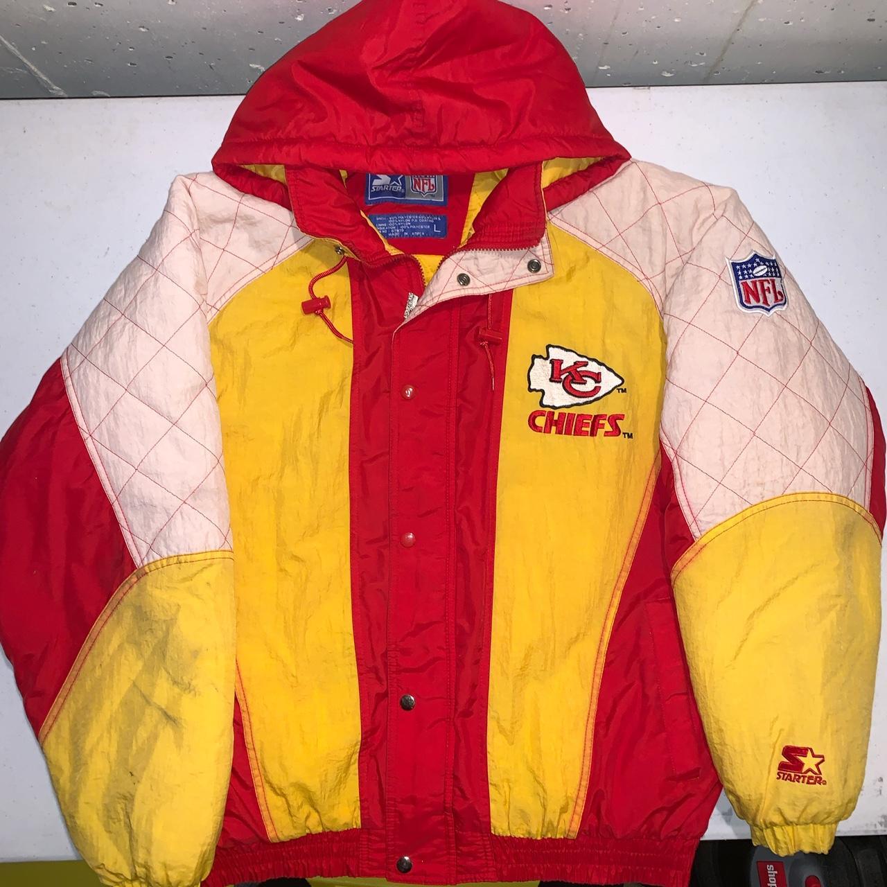 Vintage Starter Kansas City Chiefs Puffer Jacket - Depop