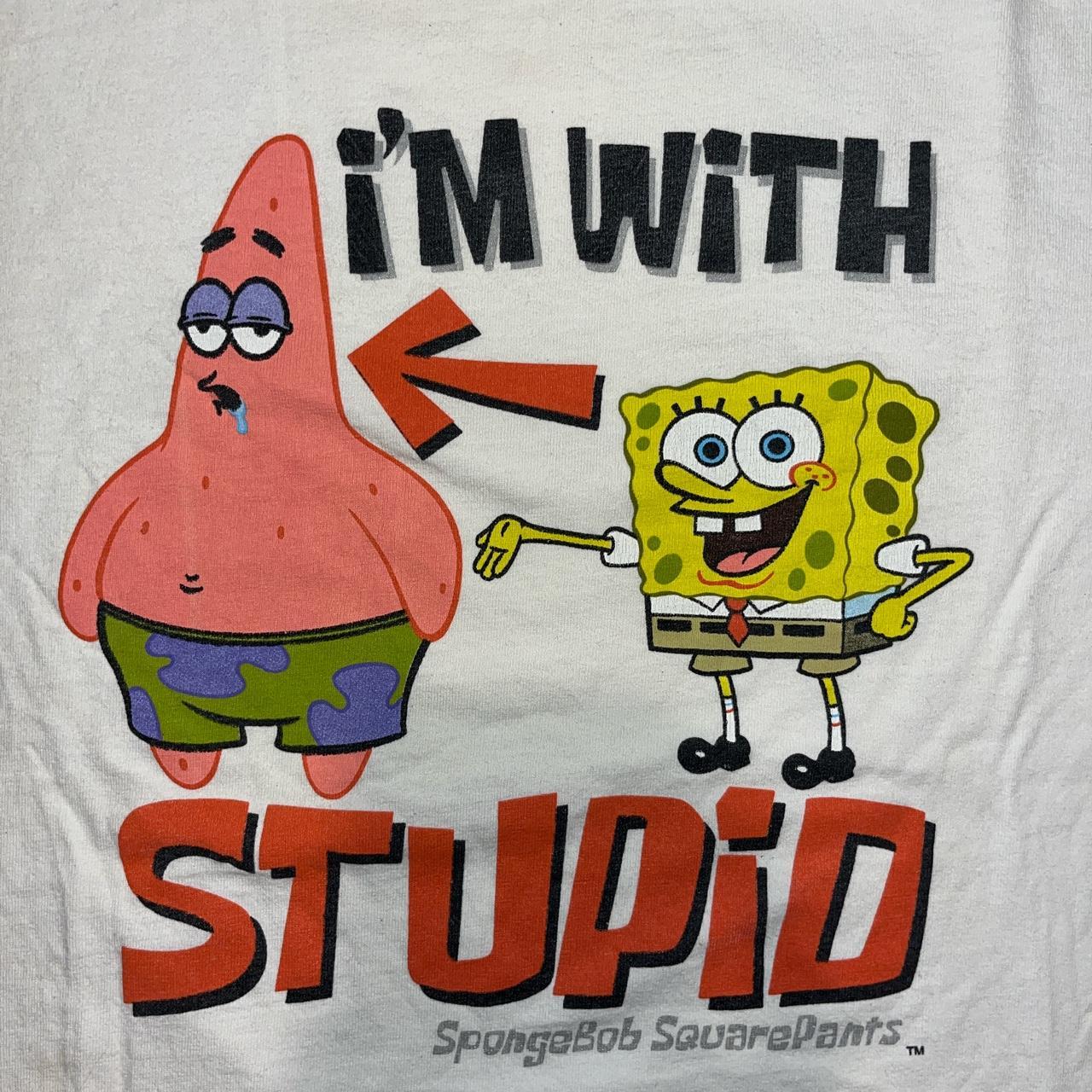 VINTAGE Youth hotsell SpongeBob Squarepants Im With Stupid T Shirt Size Medium