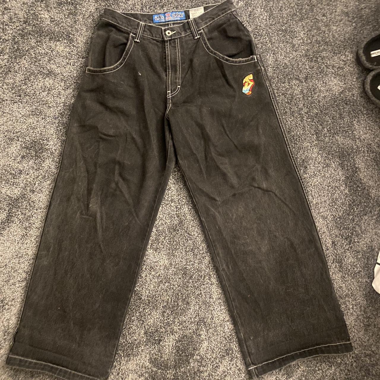 JNCO Men's Black and Red Jeans | Depop