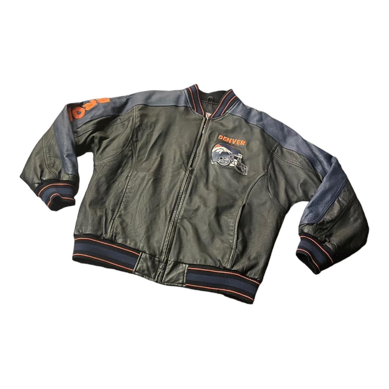 NFL Denver Broncos Leather Jacket Distressed and - Depop