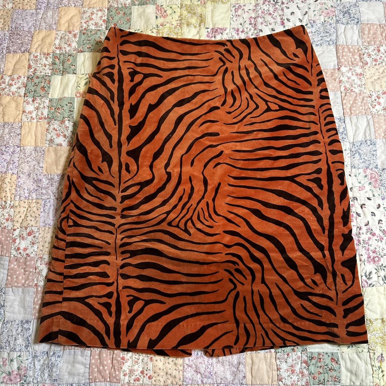 Mini Skirt Orange Animal Print Midi Skirt Tiger Print Midi Skirt