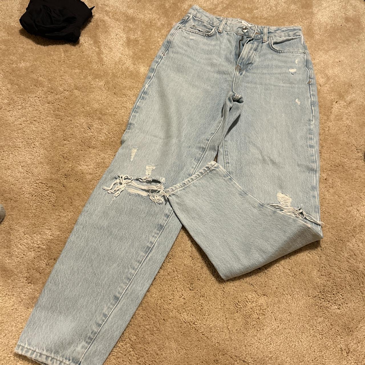 Zara ripped knee jeans size 32 size 6 skinny... Depop
