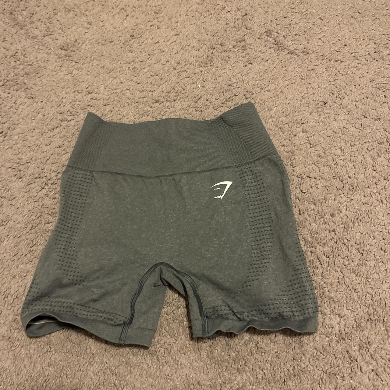 Gymshark Women's Grey and Black Shorts Depop
