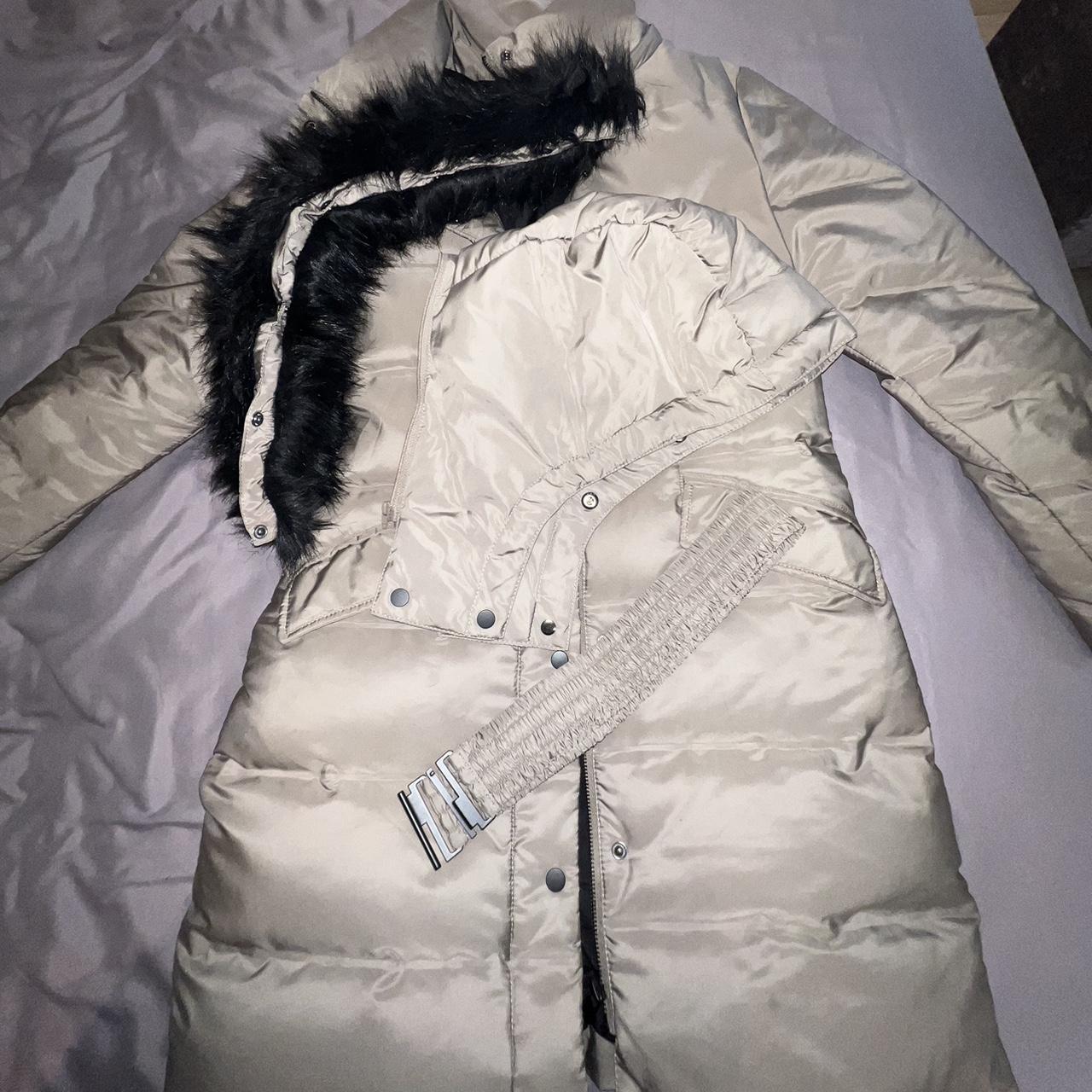 Zara belted down jacket with water and wind | Depop