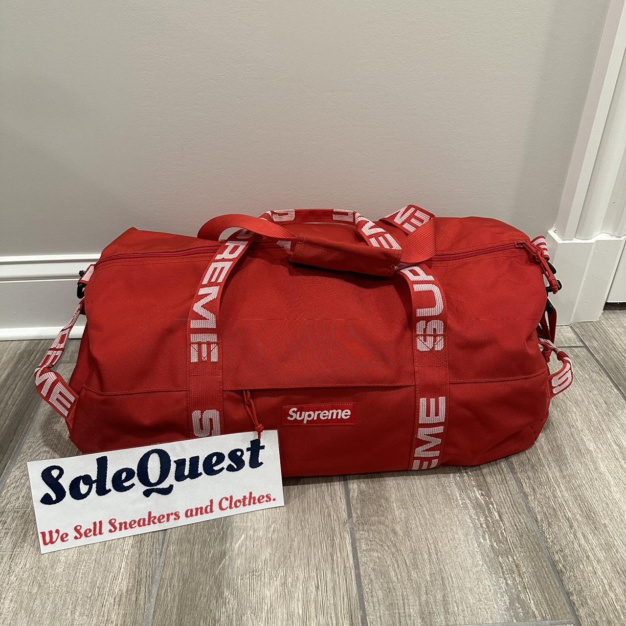 Supreme Red Duffle Bag (SS18) Pre-Owned #supreme... - Depop
