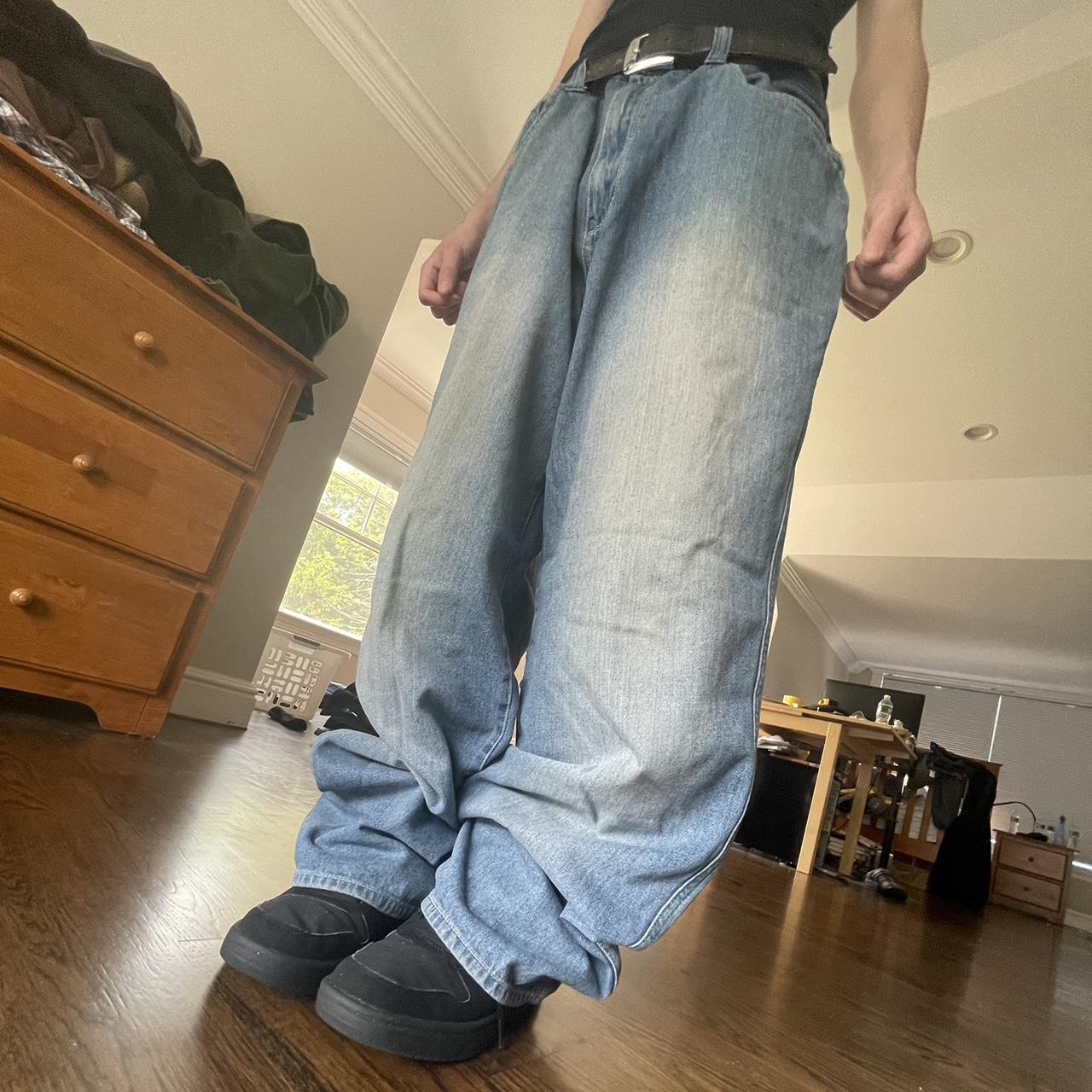 baggy 2000s evisu jnco style skater baggy wide leg... - Depop