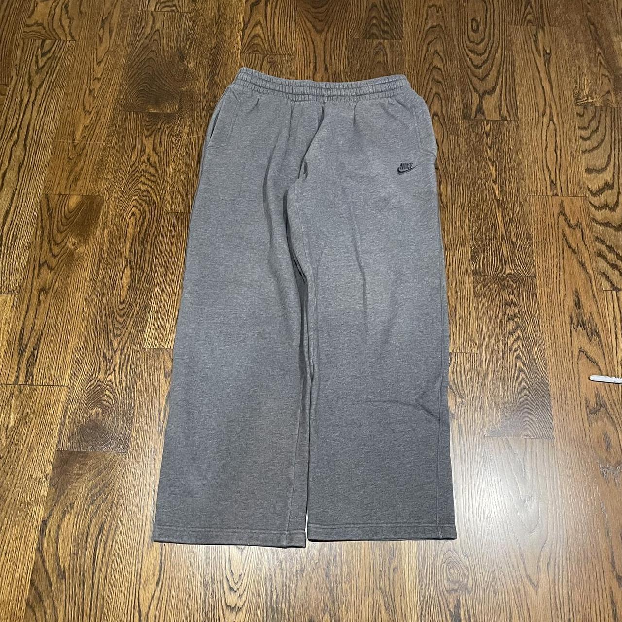 2000s baggy wide leg grey nike sweatpants super... - Depop