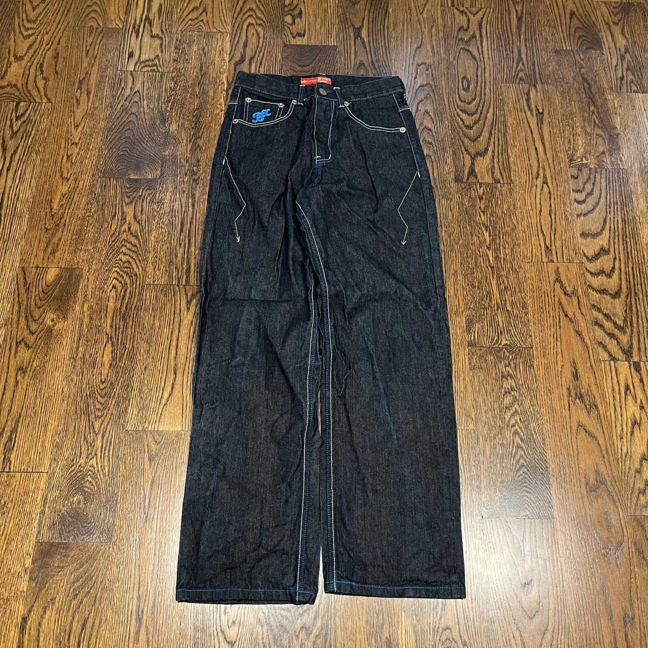 vintage rare 2000s ultra baggy wide leg black... Depop