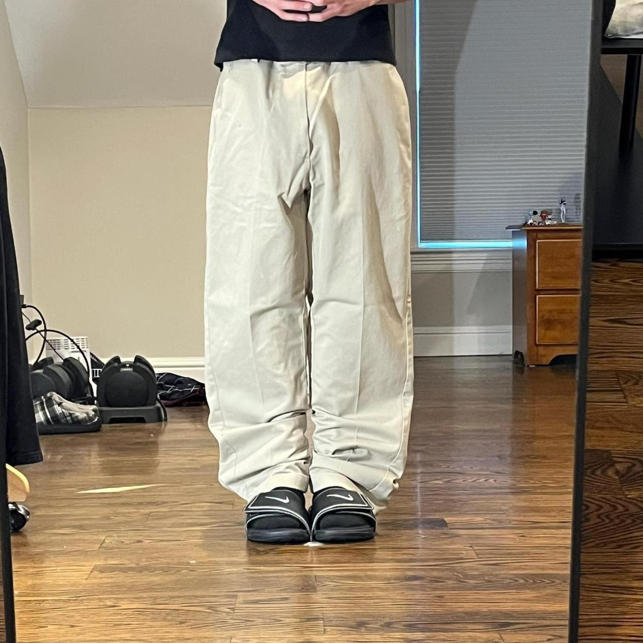 vintage 2000s baggy wide leg cream orvis workwear... - Depop