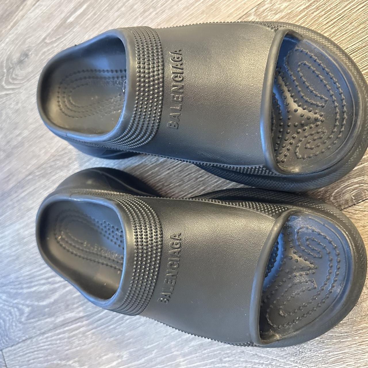 Women's Slides - Black/Grey – B croc slides size … - image 1
