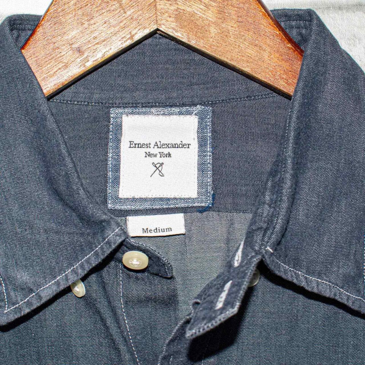 Ernest Alexander NY Men's Button up Chambray Shirt... - Depop