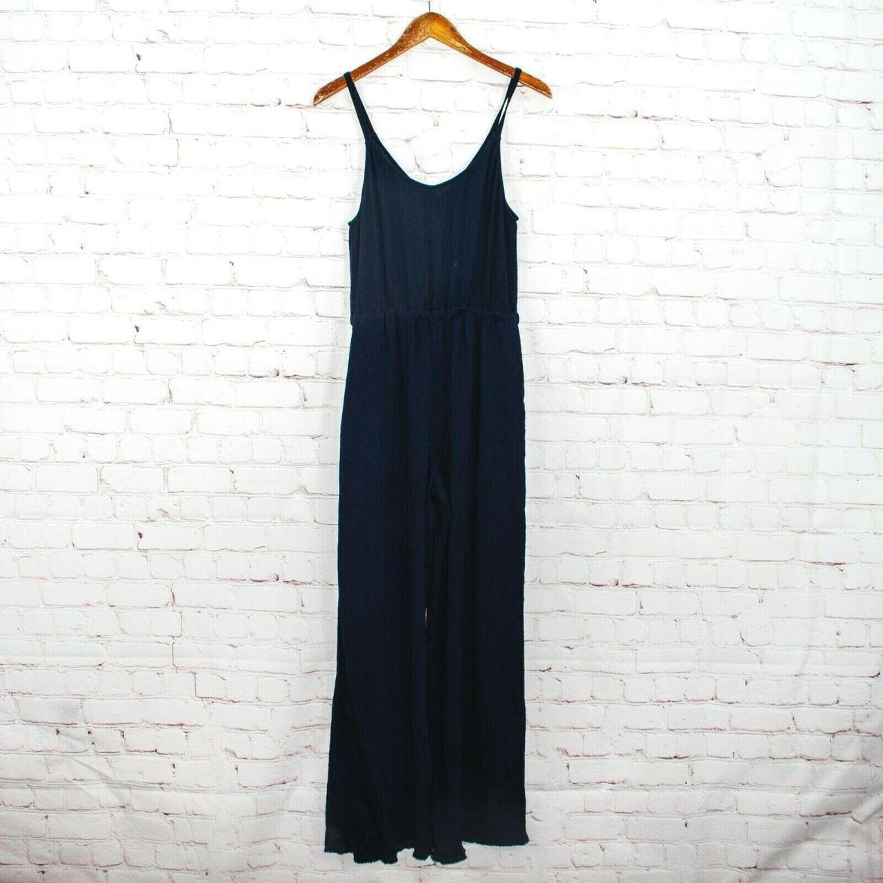 Raquel Allegra on sale Navy Bianca Jumpsuit waist strap Sleeveless Rayon Size 1