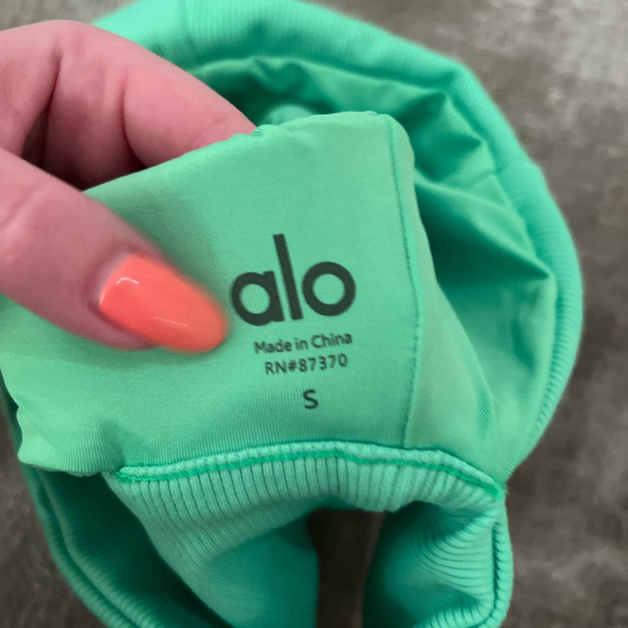 Alo yoga neon green slit sports bra Size S Worn... Depop