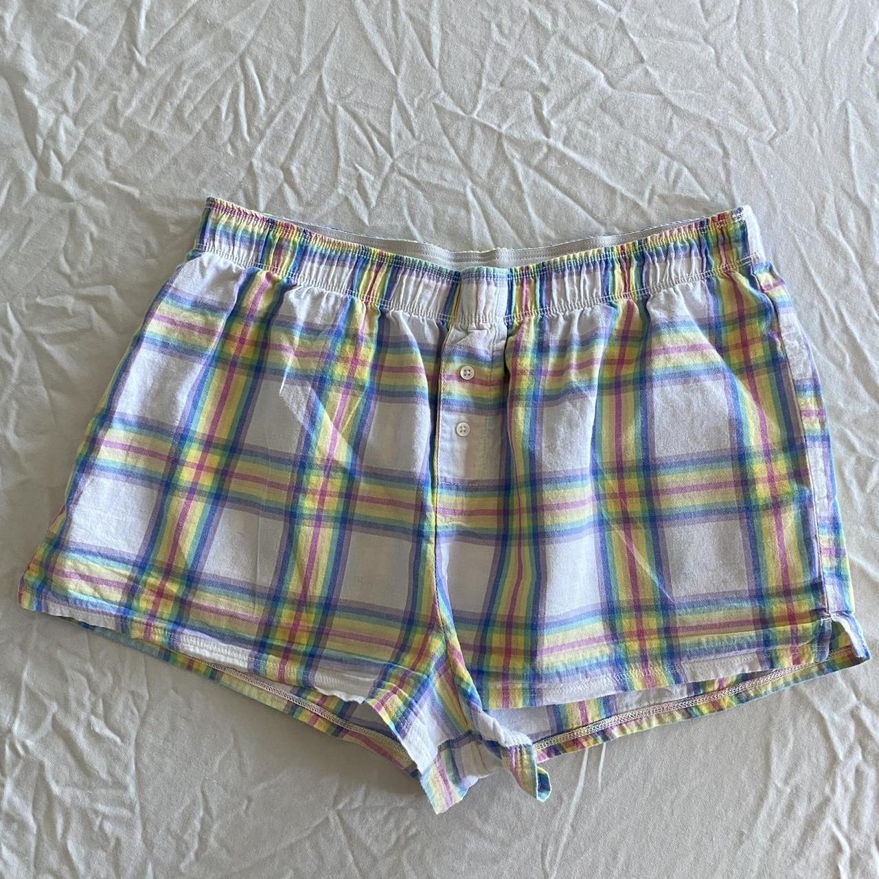 rainbow plaid cotton shorts 🌈 technically pj’s but... - Depop