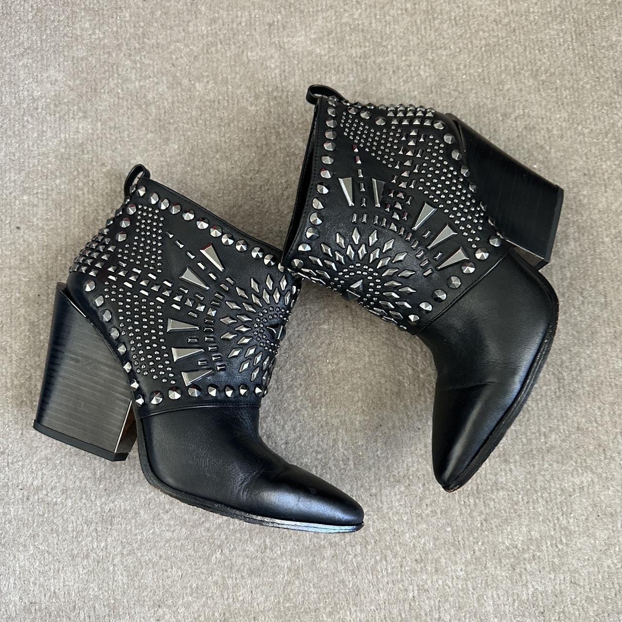 BCBGMAXAZRIA Creed Studded Leather Ankle Boots Depop