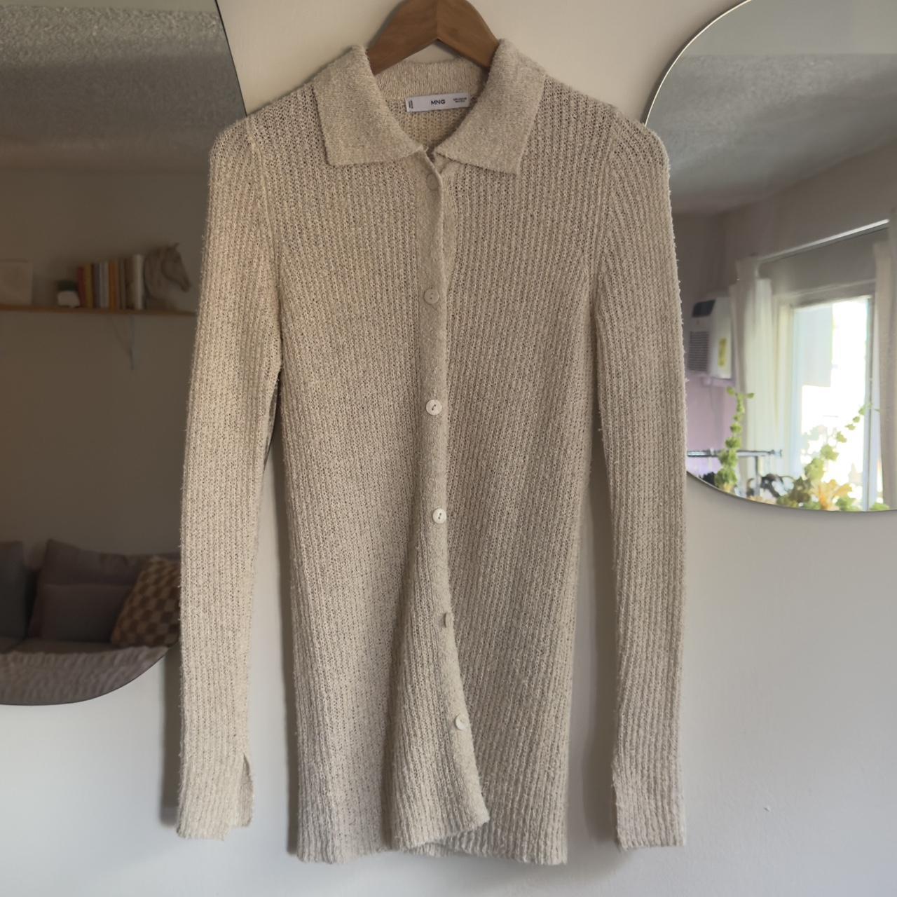 Mango Women's Cardigan Cream/Tan XS – Mango cream knit button