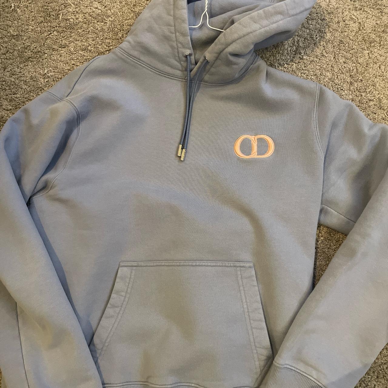Dior baby blue hoodie size medium rare Logo is | Depop
