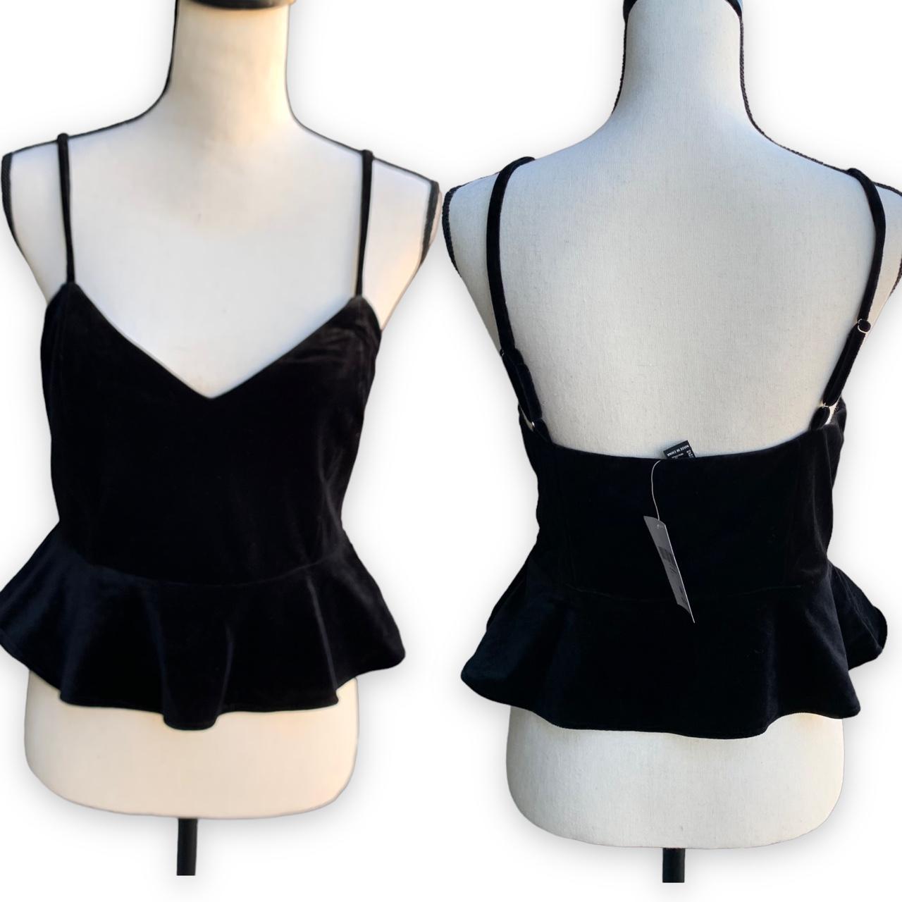 black babydoll tank top peplum style velvet black... Depop