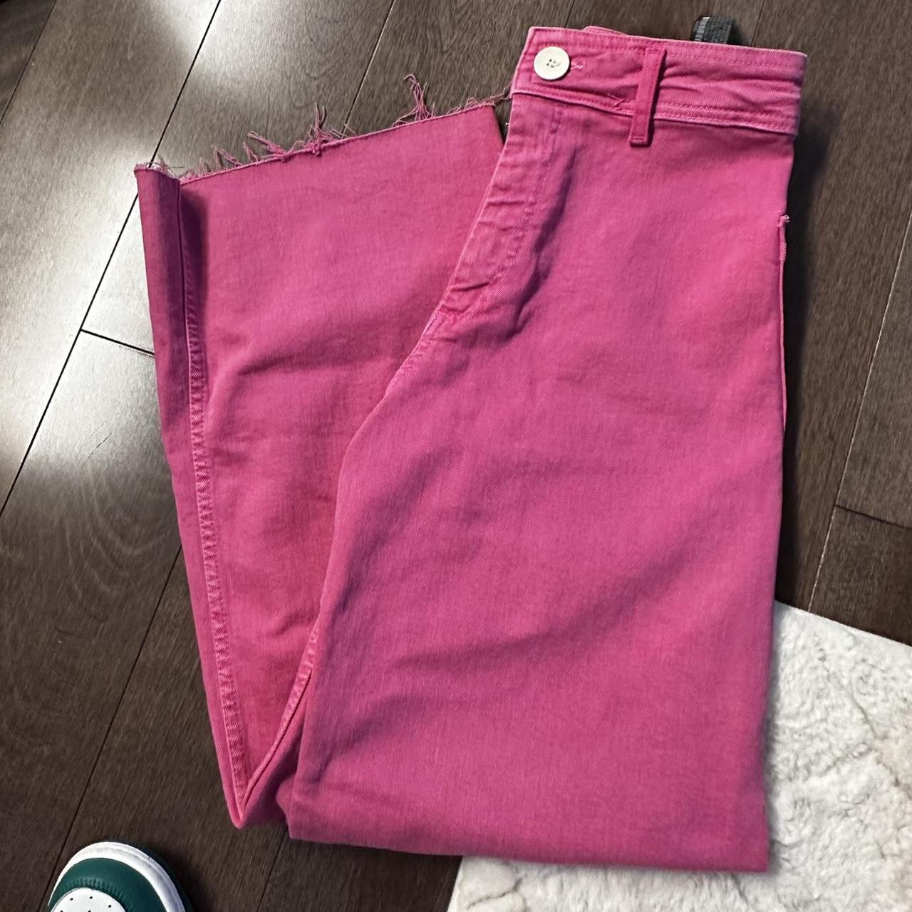zara zw marine straight pant so cute bright pink... Depop