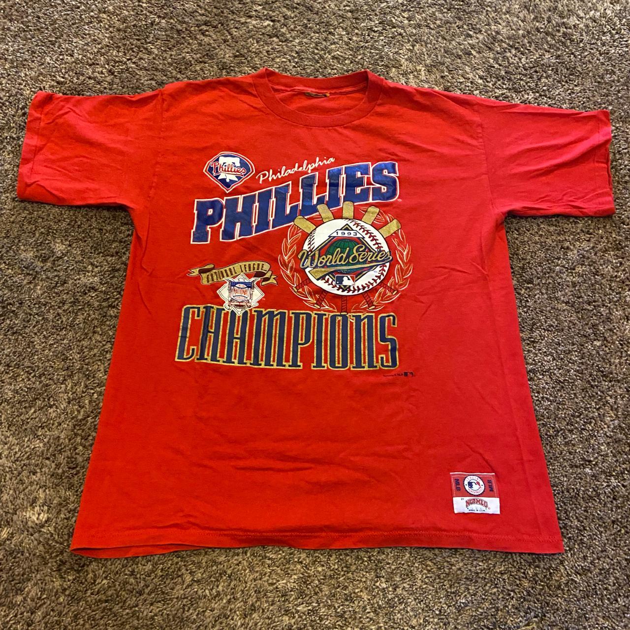 Nutmeg Men's Red and Blue Tshirt Depop