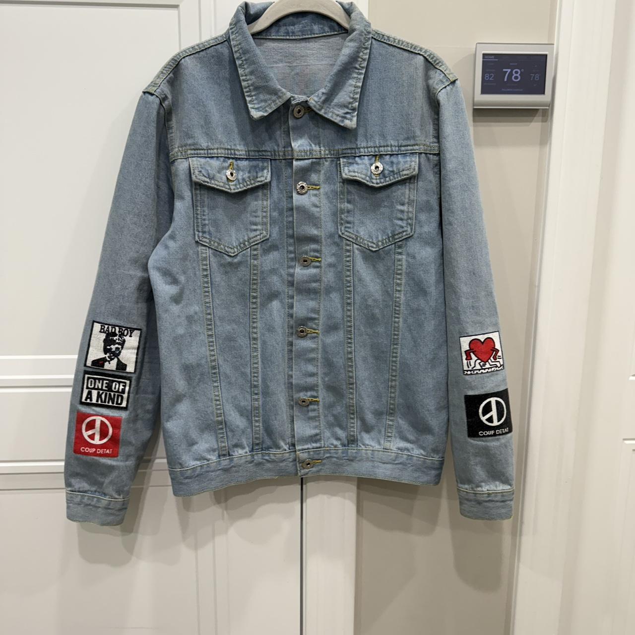 Men's Jacket - Blue - L – Multi-coloured patch de… - image 1