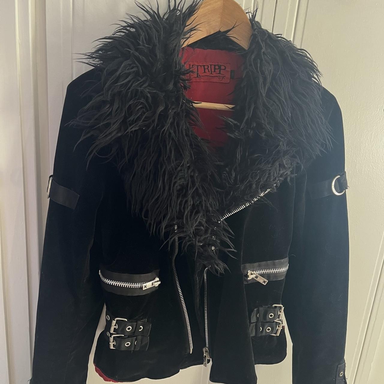 Rare Tripp nyc fur jacket with red lining by Tripp... Depop