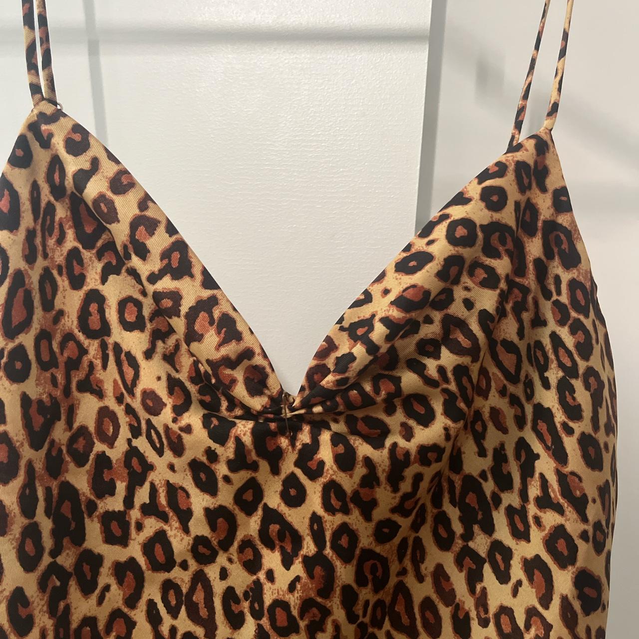 Leopard print satin zara singlet only worn once... - Depop