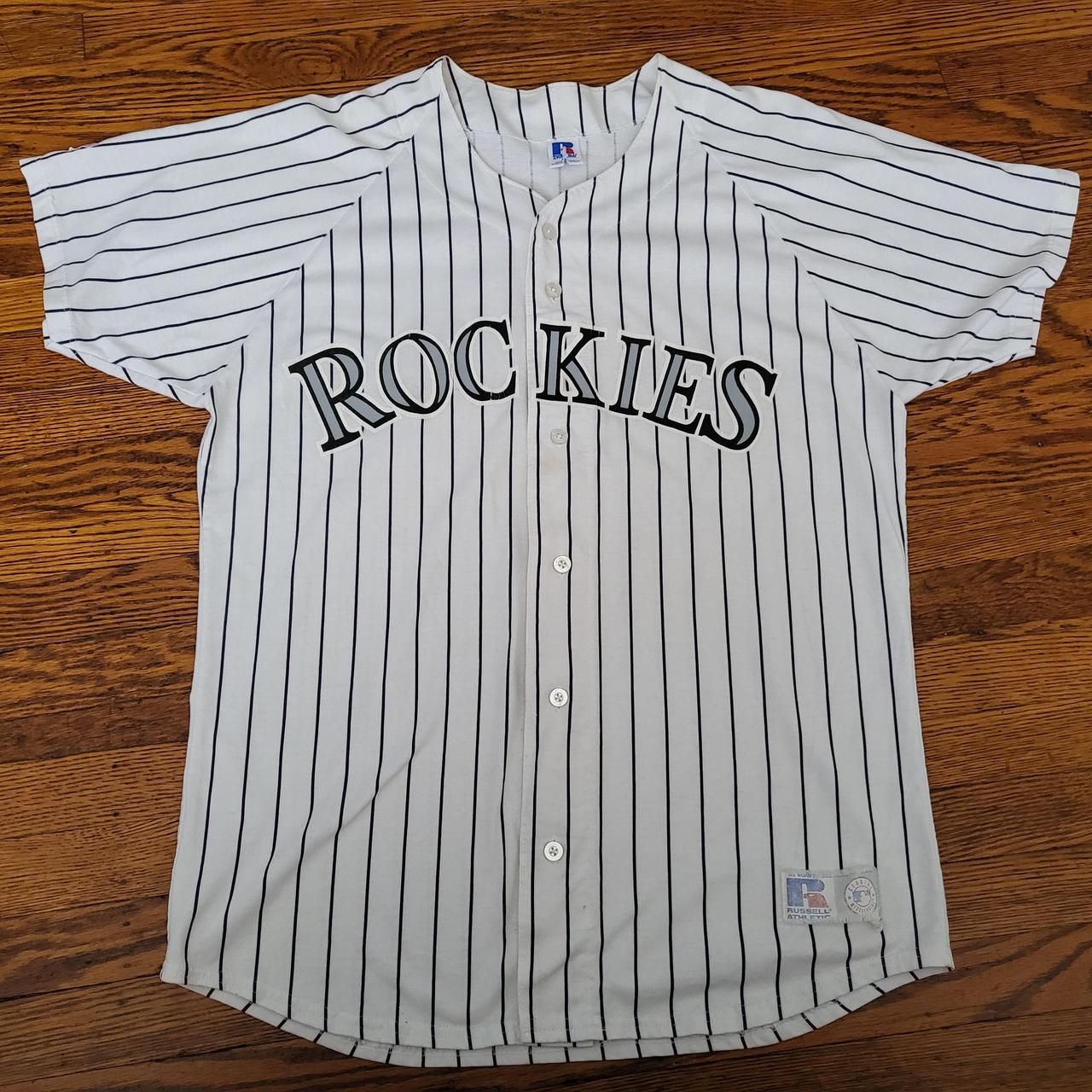 Vintage 90s Russell Athletic Pinstriped Colorado Rockies Baseball