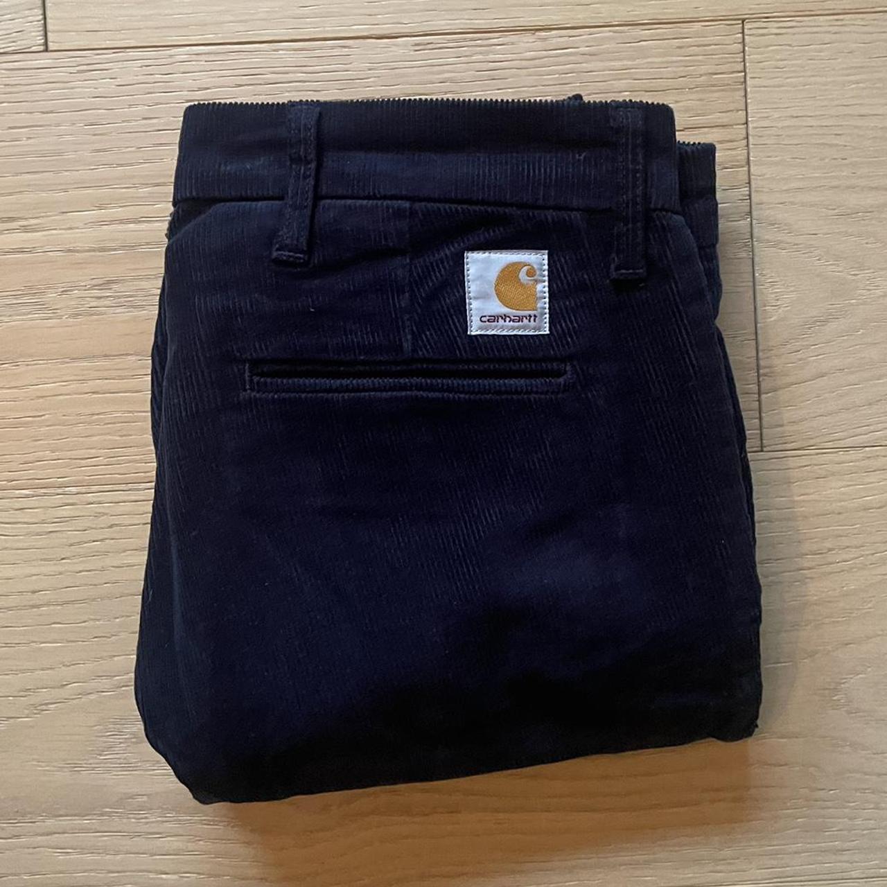 Carhartt WIP Men's Navy Trousers | Depop