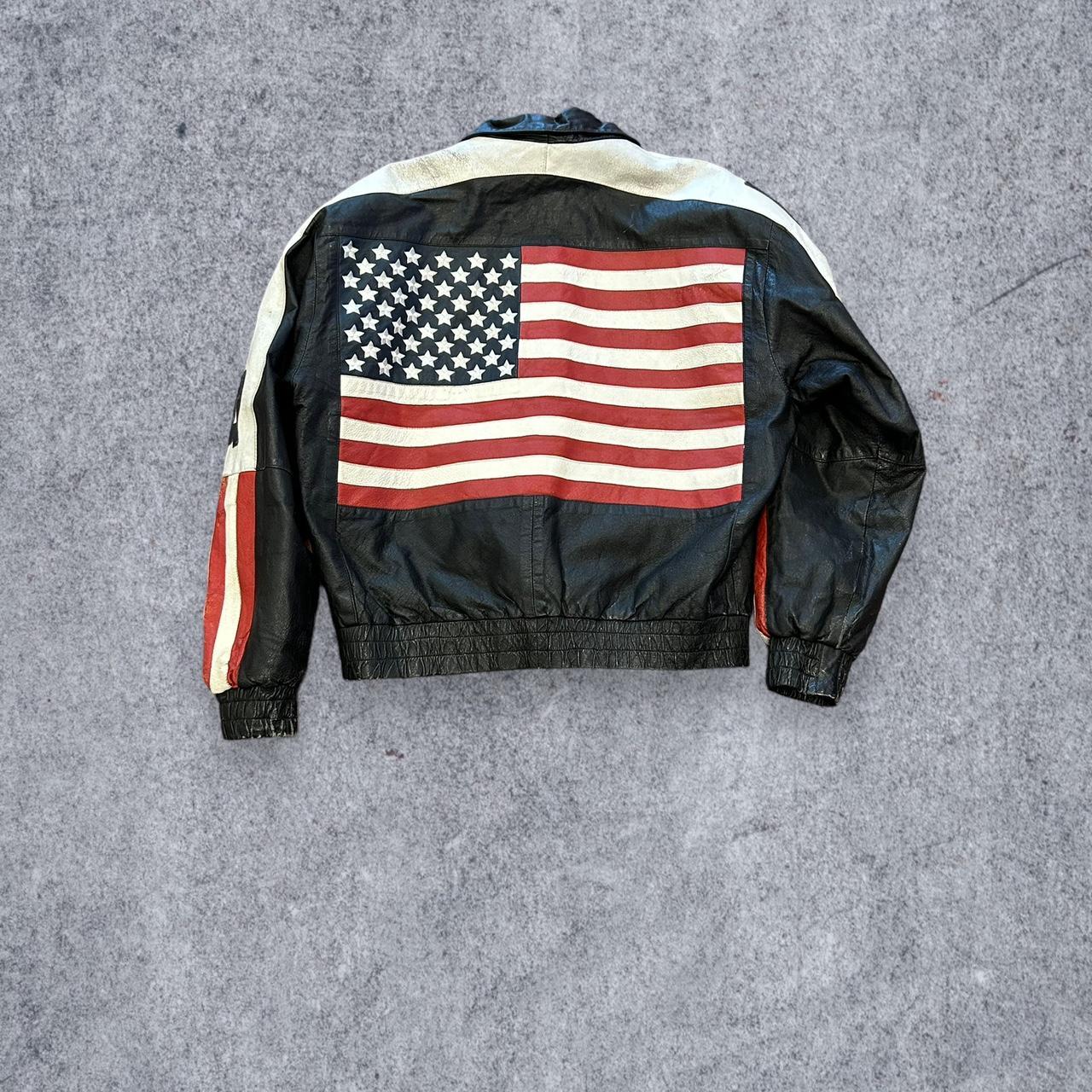 Vintage USA Flag Jacket Size: Large Length:... - Depop