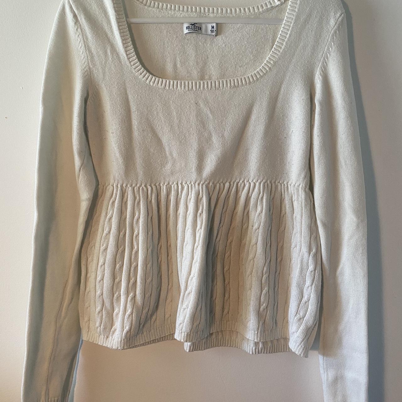 white/cream colored Hollister babydoll sweater! V... - Depop