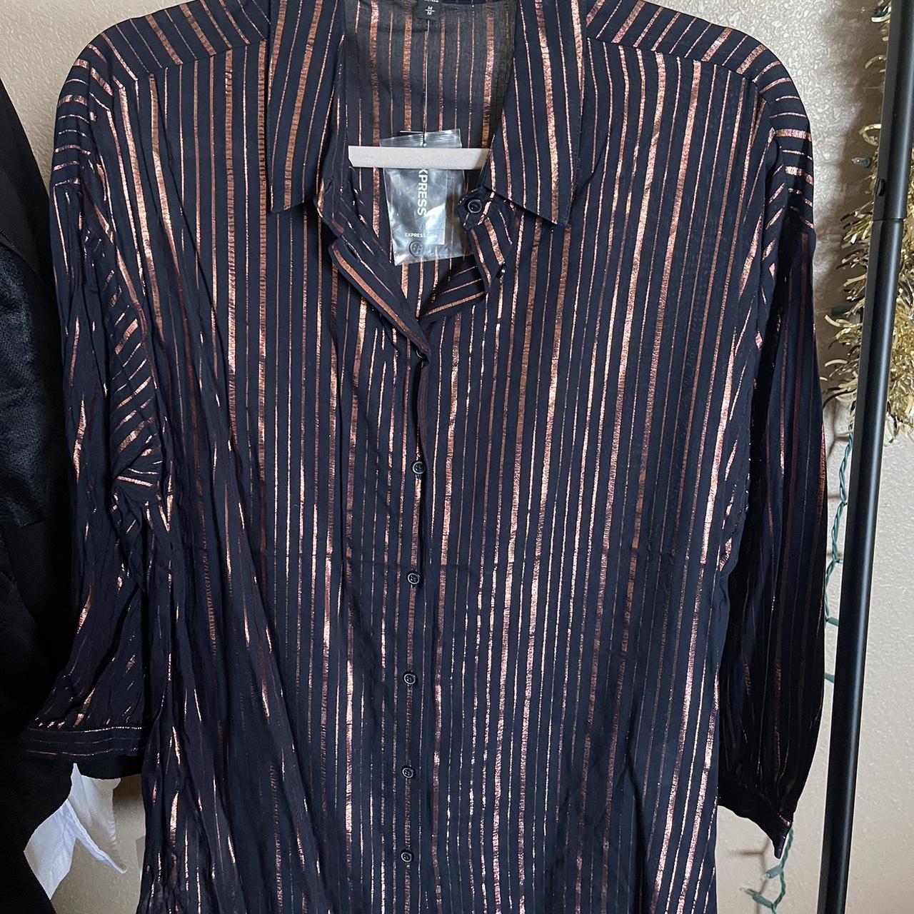 Black & Copper ButtonUp Shirt Color Black Size... Depop