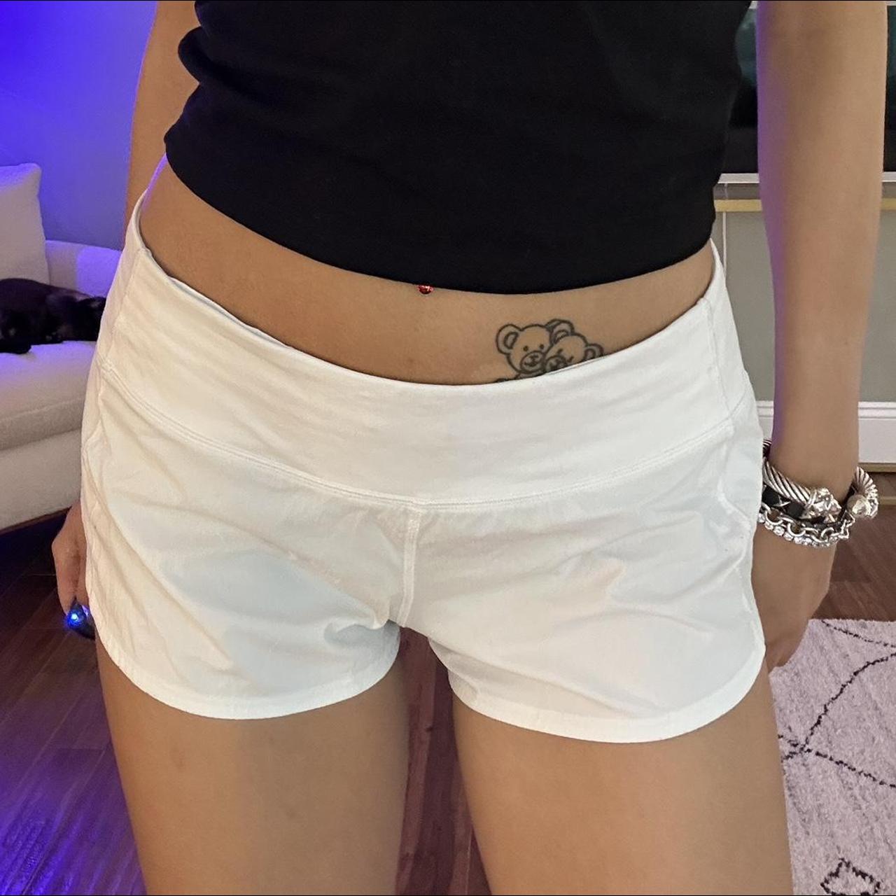 White lululemon 2.5 inch inseam shorts - Depop
