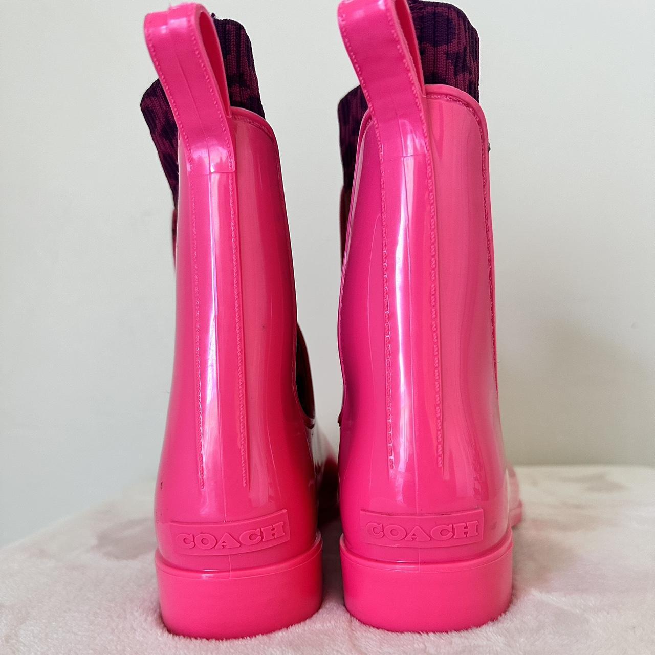 pink coach rain boots