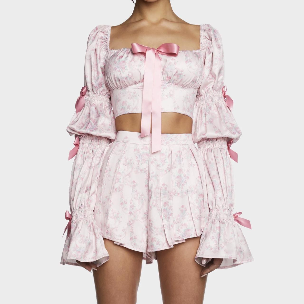 Dolls Kill Scandal Sheet Top with Long Bubble Bow... Depop