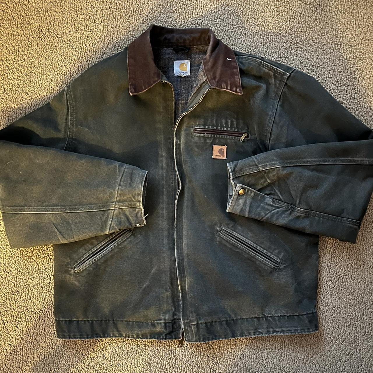 carhartt green detroit jacket - super rare... - Depop