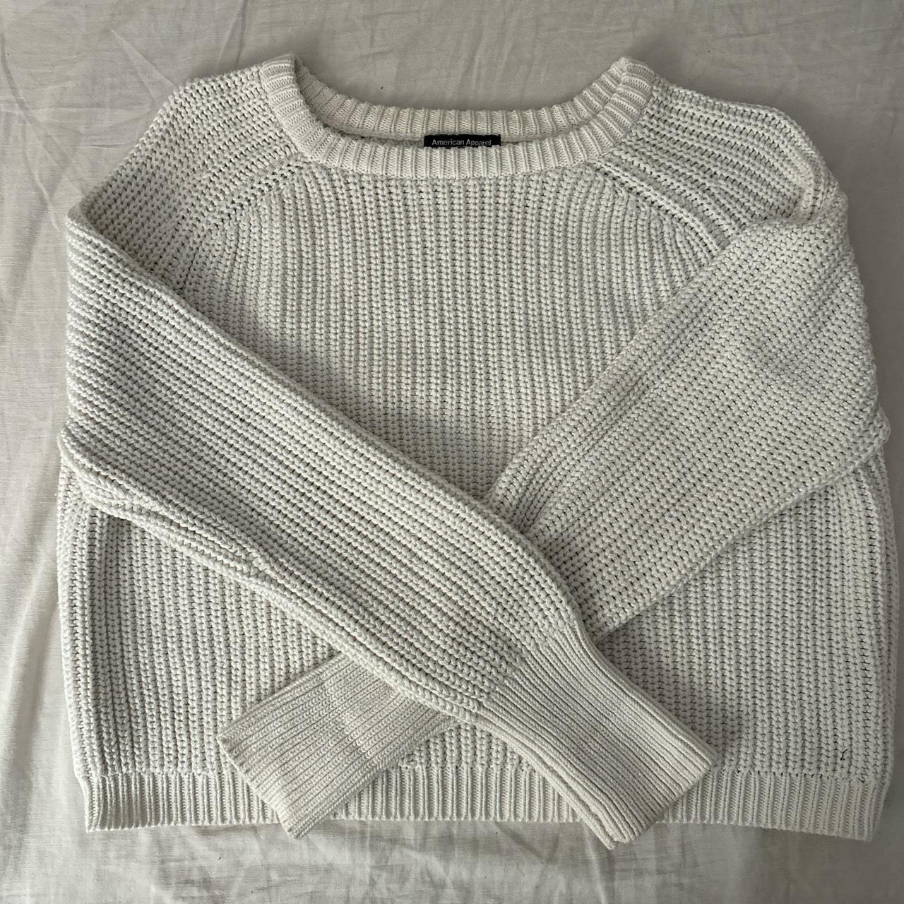 American Apparel white fisherman sweater. More of a... - Depop