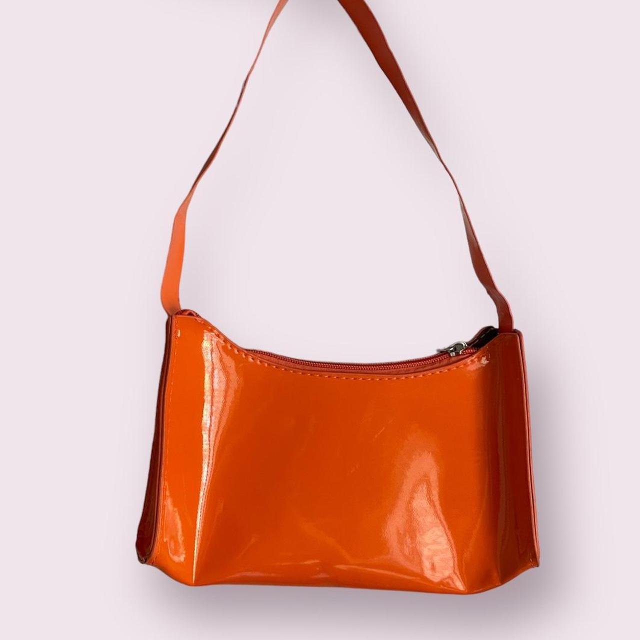 Bright neon orange shiny shoulder bag A perfect pop... Depop