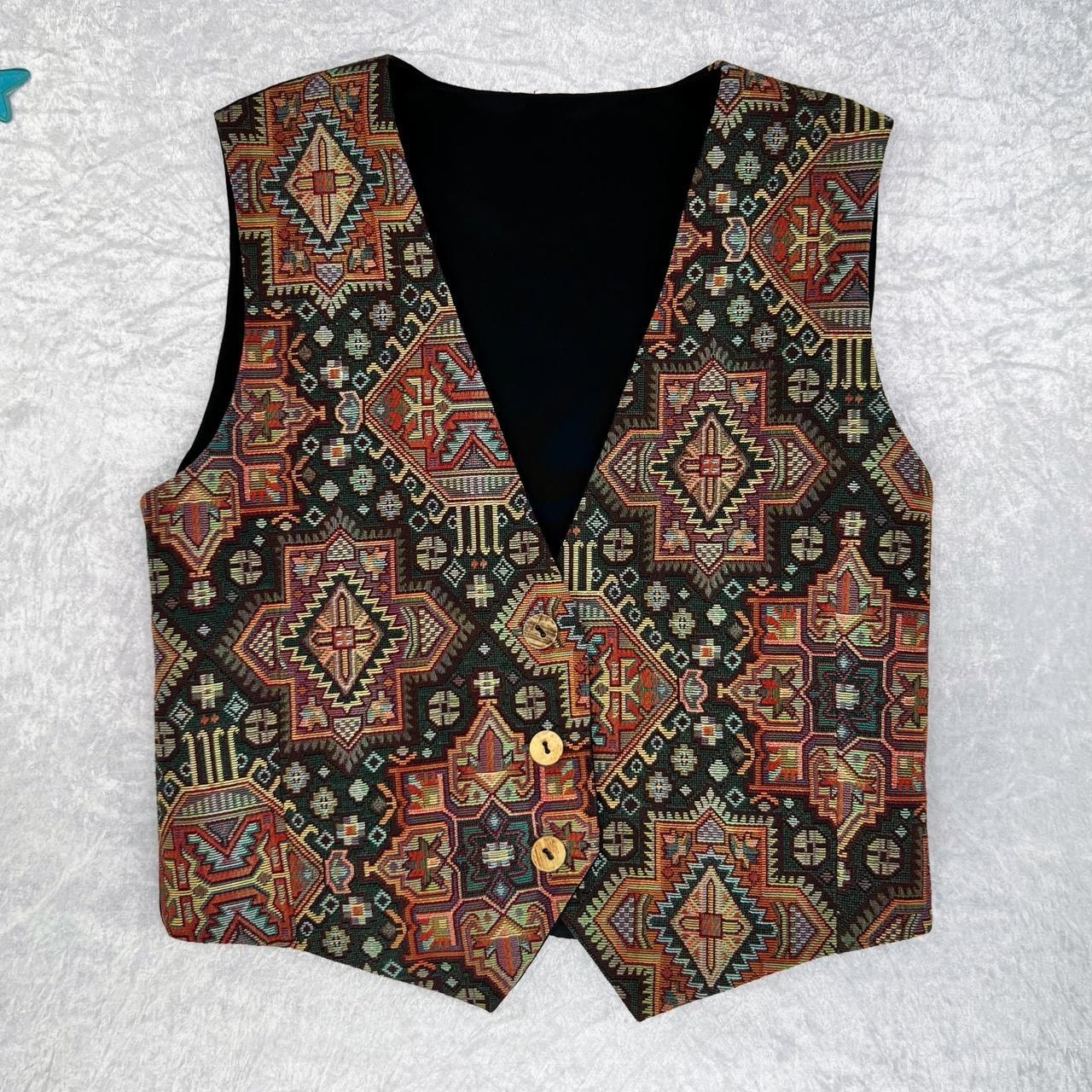 Vintage Patterned Vest Awesome vintage vest in a... - Depop