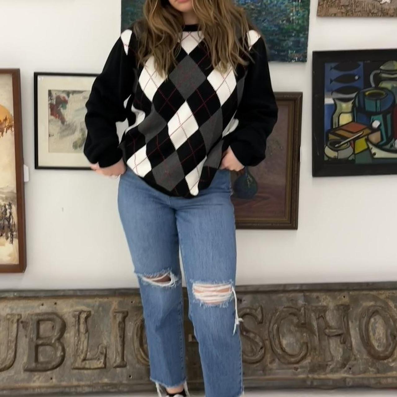 Plaid Brandy Melville Sweater Fits as a womens - Depop