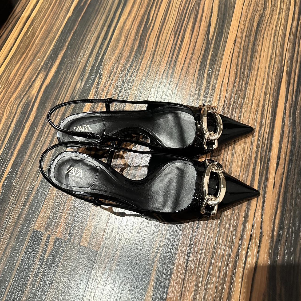 Zara black sling backs ~ Never worn, price is... - Depop